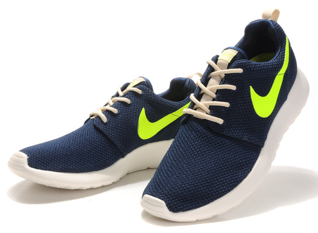 nike Roshe running chaussures hommes bleu fonce jaune (1)